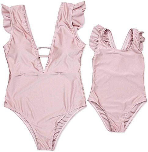 Yaffi Mommy and Me Matching Swimsuit Mother Daughter Bathing Suit One Piece Ruffles Monokini Beach Wear