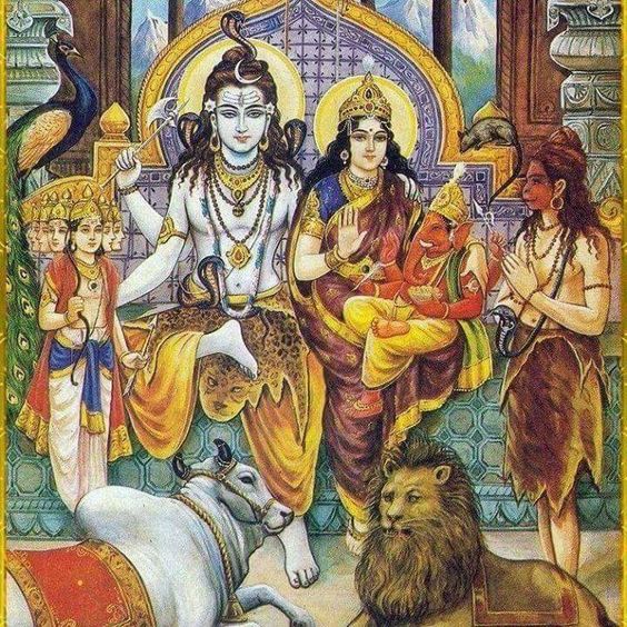 Shiv Parvati Parivaar With Ganapati and Kartikeya जय शिव परिवार शिव पार्वती कार्तिकेय और गणेश