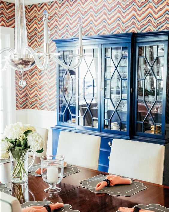 Check out this stunning royal blue hutch we did for @alexkaehlerdesign We love how the dining room turned out #bluefurniture #furnituremakeover #diningroom #vintagefurniture #furnituredesign #refinishedfurniture #paintedfurniture #bluehutch #traditionalfurniture #royalblue