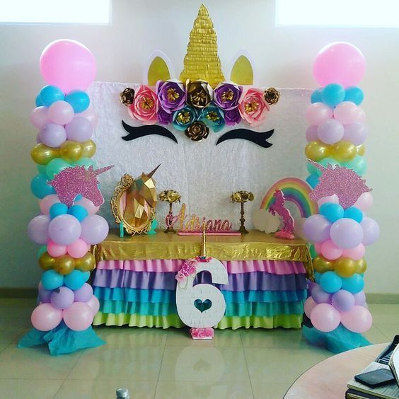 pic Mesa Decorada Para Cumpleaños De Unicornio mesa principal fiesta de unicornio