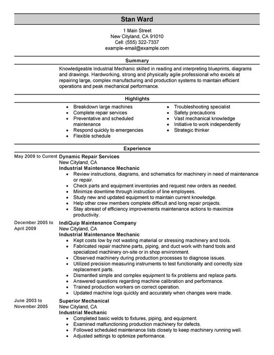 Mechanic Skills for Resume - Sample Phrases Industrial - maintenance technician resume Mechanic Skills for Resume - Sample Phrases Industrial - maintenance technician resume