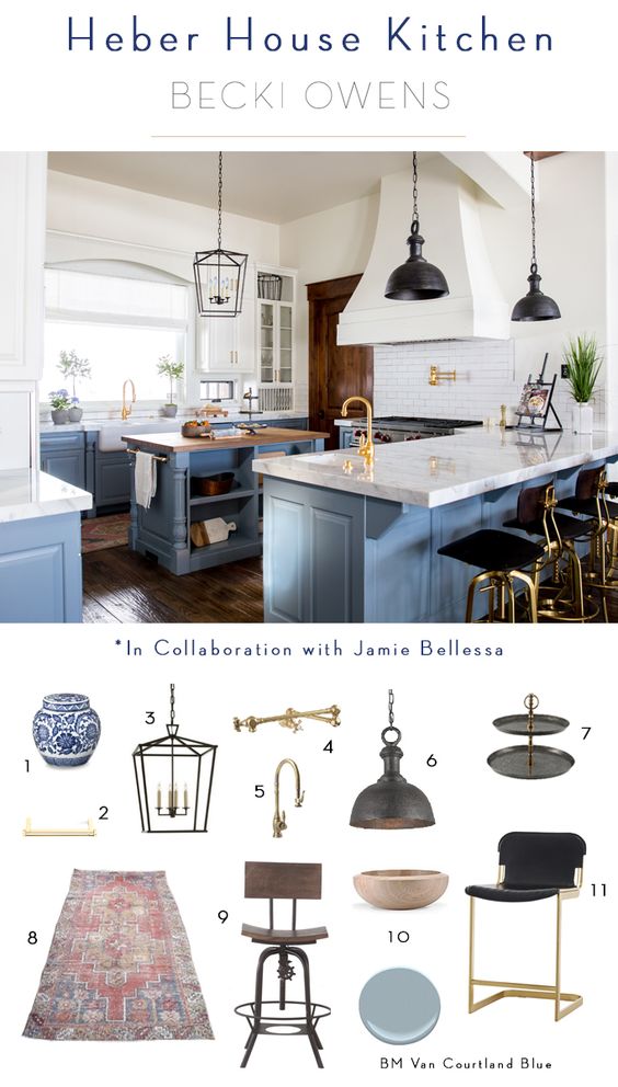 heber house kitchen Becki Owens + Jamie Bellessa - Blue Farmhouse Kitchen