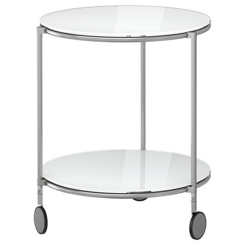 Strind Yan Sehpa Beyaz Nikel Kaplama 50 Cm Ikea Side Table Wooden Tables Ikea Side Table Wooden Tables, Ikea White Side Table Round