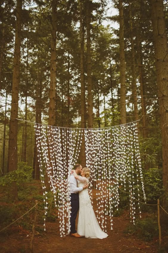 DIY Paper Cone Curtain | PapaKata Tent | Relaxed Wedding at Camp Katur Yorkshire | Jenny Packham Bridal Gown | White Lanterns | Ed Peers Photography | http://www.rockmywedding.co.uk/ann-marie-mark/