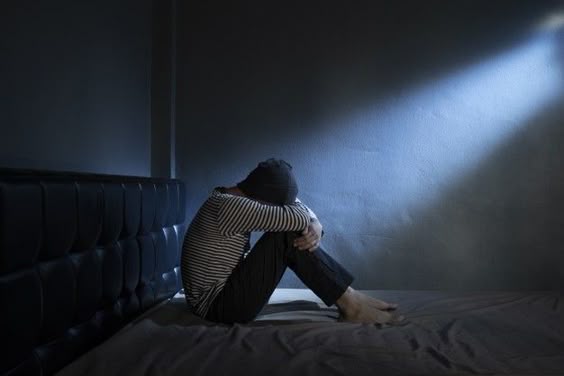 Sad man on the bed in the dark room | Premium Photo #Freepik #photo #man #room #sad #dark