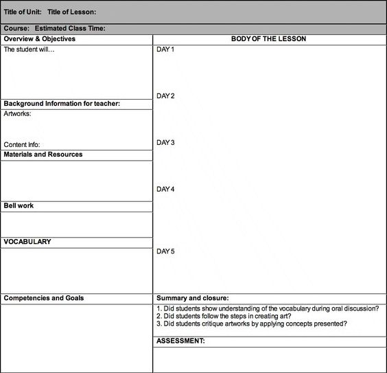 Planning art \ design projects lesson plan template ideas - art lesson plans template Planning art \ design projects lesson plan template ideas - art lesson plans template