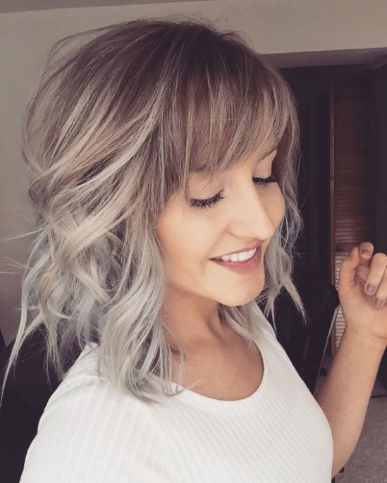medium length hairstyles with bangs