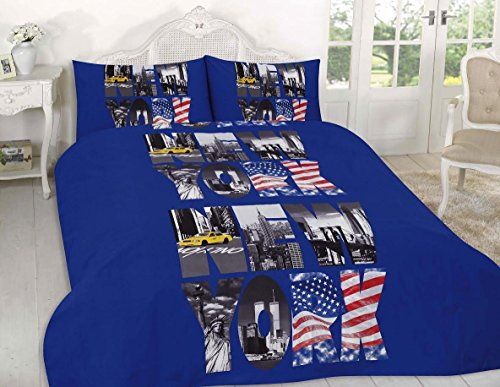 Guchy Enterprise New York Word Picture Print Reversible Duvet Cover Set In Single Double King Super Blue - Blue Bedding Sets Super King Guchy Enterprise New York Word Picture Print Reversible Duvet Cover Set In Single Double King Super Blue - Blue Bedding Sets Super King