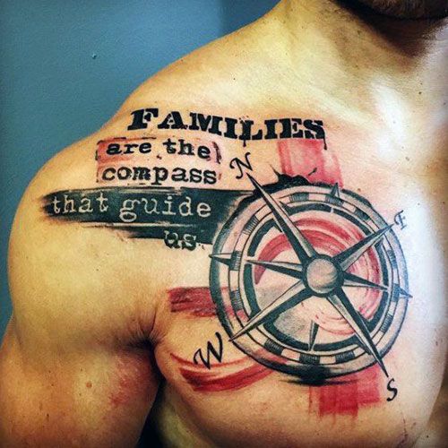20 Compass Mountain Chest Tattoo Design Designer Andrija Protic Chest Tattoo Compass Tattoo Men Tattoos