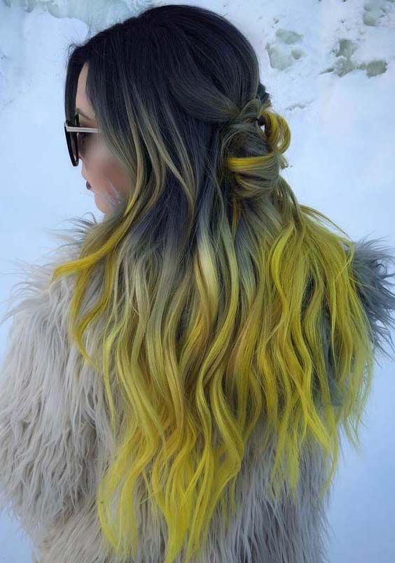 56 Black Yellow Ombre Hair Color Trends For 2018 Yellow Hair