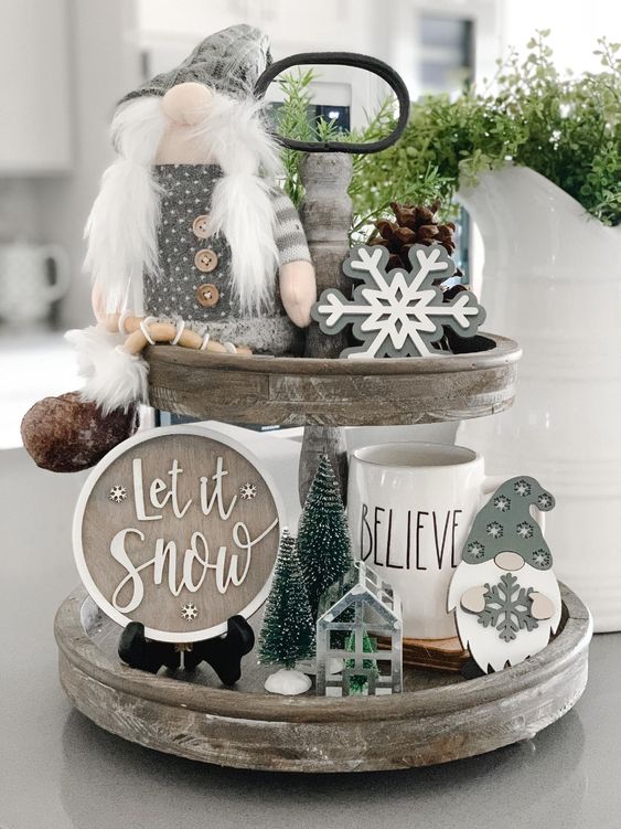 Farmhouse Tiered Tray Decor Christmas Tiered Tray Holiday | Etsy