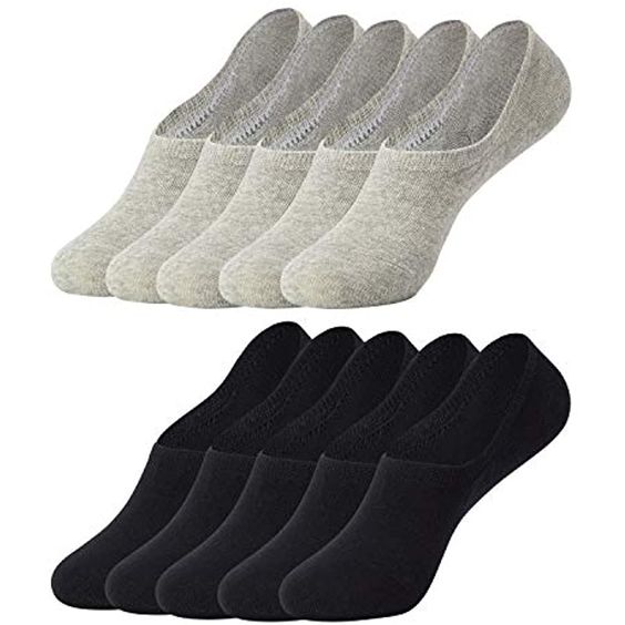 Falechay 10 Pares Calcetines Mujer Cortos Tobilleros Hombre Invisibles Algodon Con Silicona Antideslizante Negros/&Blanco/&Gris/&Azul/&Gris oscuro