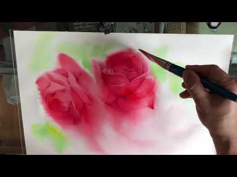 สอนระบายส น ำ ดอกก หลาบแดง 2 ระบายพ นหล ง Youtube ดอกไม ส น ำ สอนระบายส น ำ ภาพวาดส น ำ