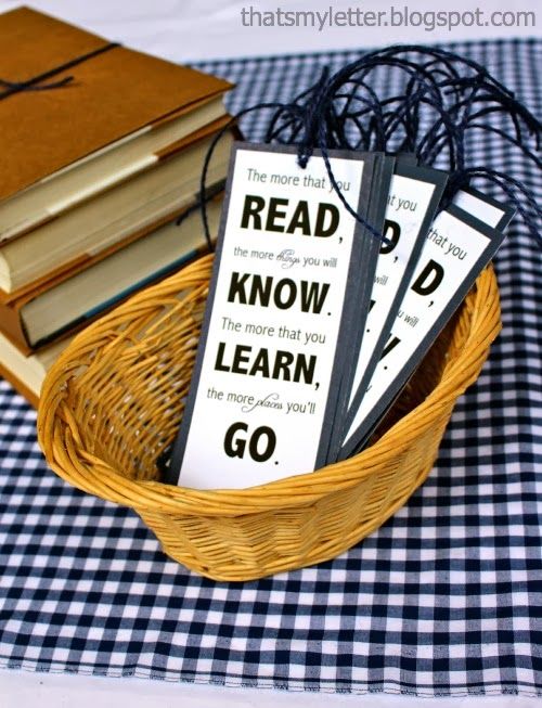 Craft: Dr. Seuss quote bookmarks A party favor for our recent book party, these bookmarks would make great anytime gifts for the book lover. I’m sharing my free downloadable PDF file below so you can print your own Dr. Seuss bookmarks. Simply adhere the printed quote to cardstock in colors to match your theme, punch... Read more