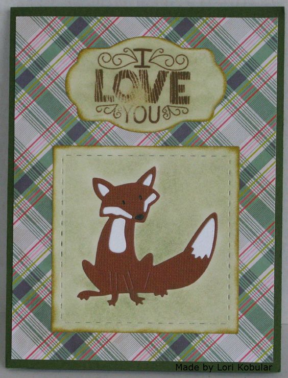 Made with Lil' Inker Designs Stitched Squares and Frantic Stampers Adorable Fox dies