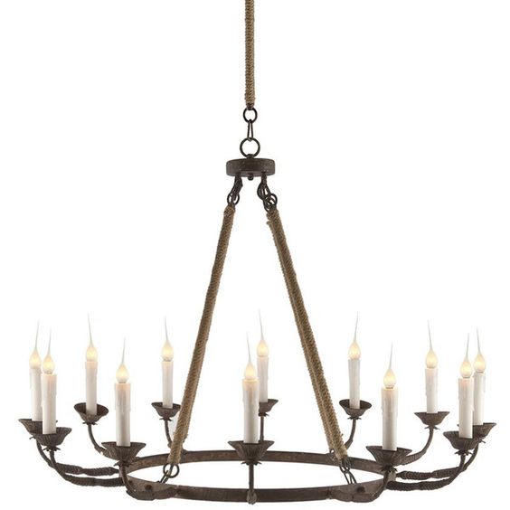 Consuelo Country Rustic Burlap Simple 12 Light Chandelier ($2,200) ❤ liked on Polyvore featuring home, lighting, ceiling lights, burlap lights, consuelo, burlap lamp and burlap chandelier