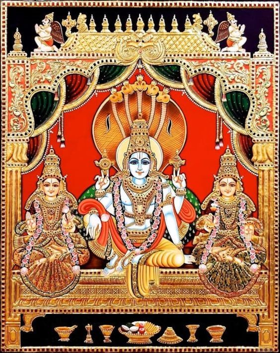 Vishnu ji and Lakshmi ji Tanjore Painting With Frame Tanjore Painting is a Classical South Indian Art Developed In The Late 16th Century In Thanjavur. Also Known As Tanjore In Tamilnadu, a South Indian State. These Tanjore Paintings evoke a sense of class and timelessness with their alluring illustrations of puranic scenes. This ancient art form traces its origin to Tanjavur, Capital Of The Erstwhile Chola Empire. Tanjore Painting Is Recognized By The Government Of India As Geographical Indicati