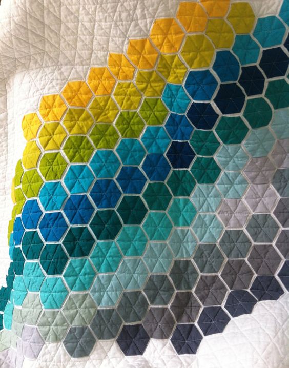 couverture patchwork hexagone