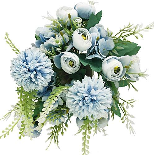 Artificial Flowers 2 Pack Fake Flowers Silk Flowers Mini Peony Chrysanthemum for Decoration Wedding Party Office Garden Table Centerpieces Bridal Bouquets for Wedding-Light Blue Artificial Flowers 2 Pack Fake Flowers Silk Flowers Mini Peony Chrysanthemum for Decoration Wedding Party Office Garden Table Centerpieces Bridal Bouquets for Wedding-Light Blue