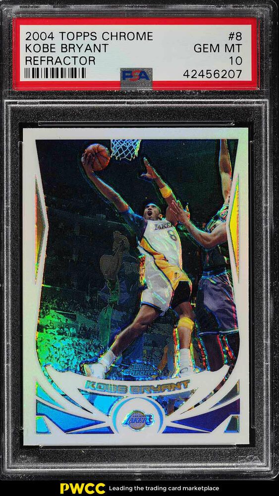 2004 Topps Finest 8 Kobe Bryant PSA 10 GEM MT Los Angeles Lakers Basketball Card
