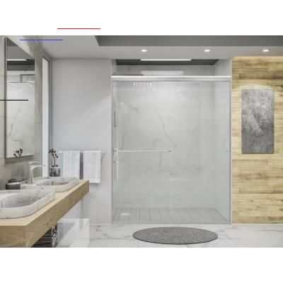 Holcam Distinctive 60 In X 70 5 In Semi Frameless Sliding Shower Door In Brushed Nickel With To In 2020 Shower Doors Sliding Shower Door Frameless Hinged Shower Door
