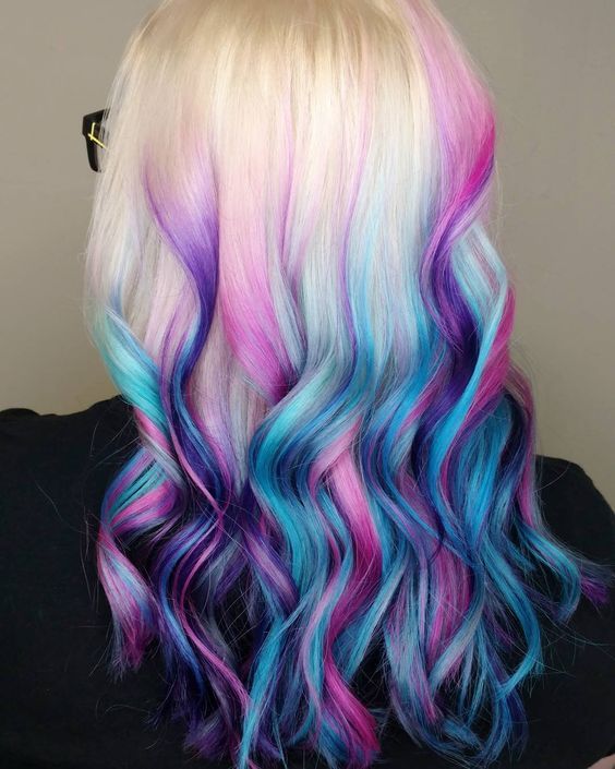 ombre rainbow hair colors; coolest hairs color trends in 2019; trendy  hairstyles and colors 2019; women hair co… | Dip dye hair, Cool hair color,  Mermaid hair color