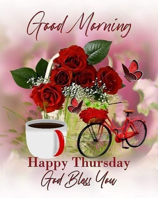 Coffee, Bicycle And Rose - Good Morning Happy Thursday. God Bless You