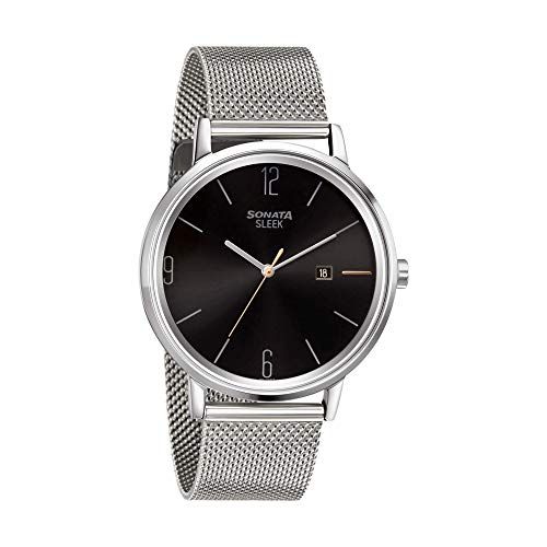 Sonata Sleek Analog Black Dial Men s Watch Sonata Watches for