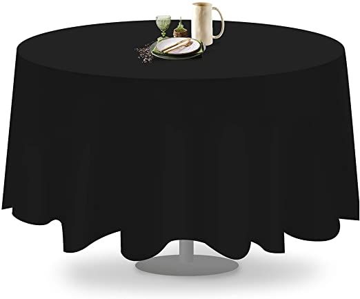 Grandipity Black 1 Pack Premium Polyester Round Tablecloth 120 Inch Circular Table Cover Linen Alternative Cloth Pack Premium Polyester Round Tablecloth, 120 Inch Round Plastic Table Covers