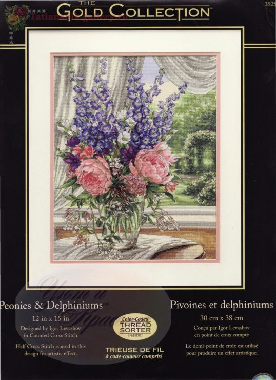 Counted Cross Stitch Kit PEONIES & DELPHINIUMS Dimensions Gold Collection Counted Cross Stitch Kit PEONIES & DELPHINIUMS Dimensions Gold Collection
