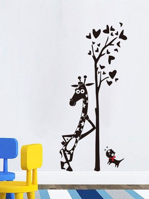 Cartoon Giraffe And Cat Print Wall Art Stickers Sticker Prints - Giraffe Print Wall Stickers Cartoon Giraffe And Cat Print Wall Art Stickers Sticker Prints - Giraffe Print Wall Stickers
