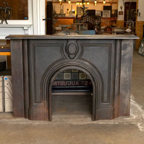 Salvaged Cast Iron Fireplace Mantel Mantels Salvaged Cast Iron Fireplace Mantel, Salvaged Fireplace Surrounds