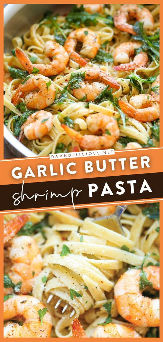 GARLIC BUTTER SHRIMP PASTA, comfort food recipes, dinner ideas for tonight