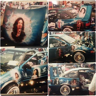 Nice detail art of selena quintanilla on a car
