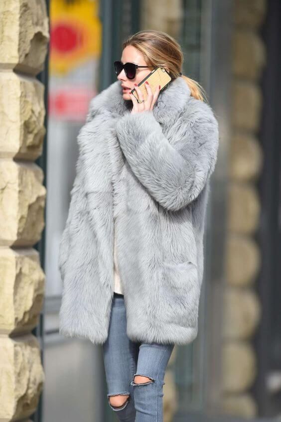 Feel Warm And Cozy With 43 Women S Outfits For Winter Grey Fur Coat Outfit Faux Fur Coat Outfit Grey Faux, Grey Faux Fur Coat Long