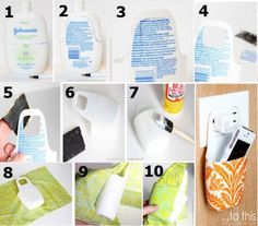 como fazer um suporte para celular com plastico de shampoo reciclado