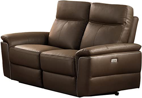 New Homelegance Olympia Modern Design Power Reclining Loveseat Top Grain Genuine Leather Match Sofa Recliners Power Reclining Loveseat, Top Grain Leather Sofa Clearance