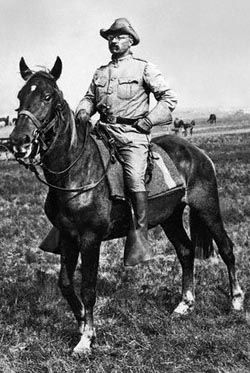 Lt. Colonel Theodore Roosevelt astride Little Texas during the Spanish American War.