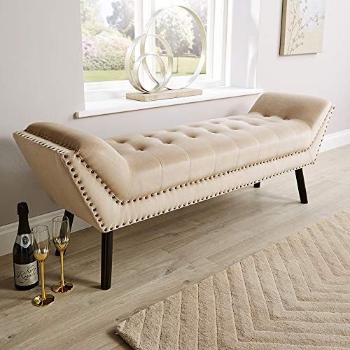 Inmozata Upholstered Bench Velvet Window Seat Footstool Bed End Stool Sofa For Living Room Bedroom Hallway Crushed Silver Benches Home Kitchen Umoonions Com Inmozata Upholstered Bench Velvet, Bedroom Sofa Bench