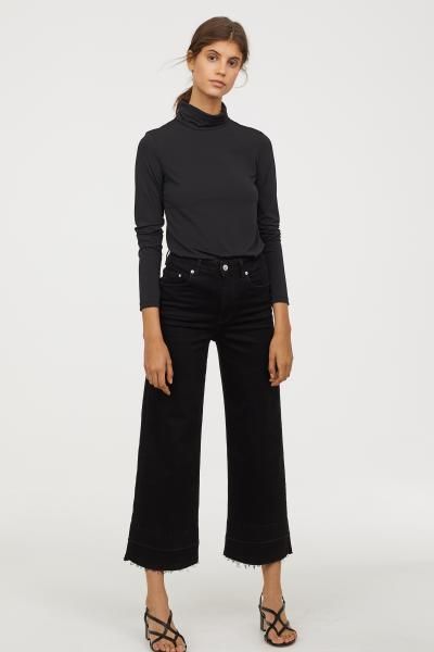 Denim Culottes High waist - Black - Ladies | H&M US 1