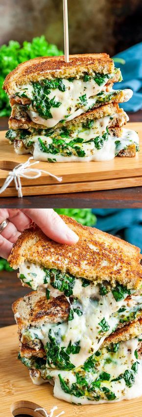 Easy Cheesy Vegan Spinach Pesto Grilled Cheese