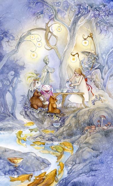 Six of Cups, Shadowscapes Tarot: Childhood innocence, good intentions, noble impulses, simple joys and pleasures.