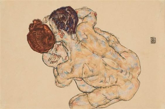 Egon Schiele, Mann und Frau (Umarmung), 1917