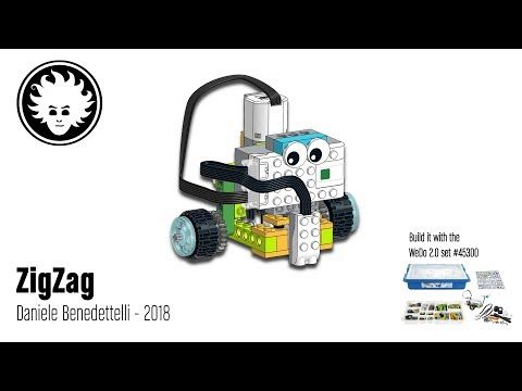 Zigzag Is A Lego Wedo 2 0 Robot That Can Move And Steer Using A Single Motor It Can Follow Lines Or Be Remote Controlled Click Lego Wedo Lego Lego Mindstorms
