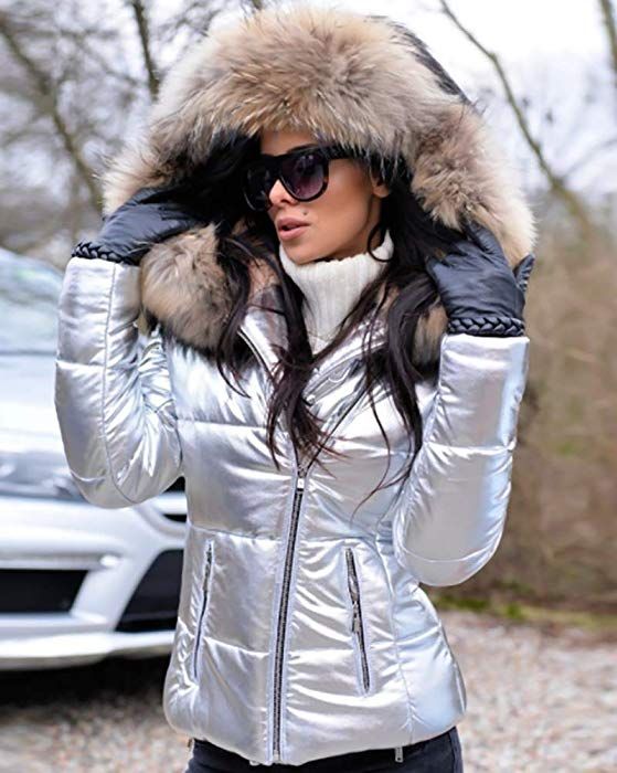 Winter Women/'s Long Down Jacket Hooded Coat Quilted Padded Puffer Fur Collar New