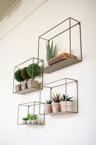 Metal Shelves Set/4 Distinctive home & garden decorative accessories and accents.Dimensions:x-large 18"" x 5"" x 14""tlarge 16"" x 5"" x 12""tmedium 13.5"" x 5"" x 10""tsmall 12"" x 5"" x 8""tUsually