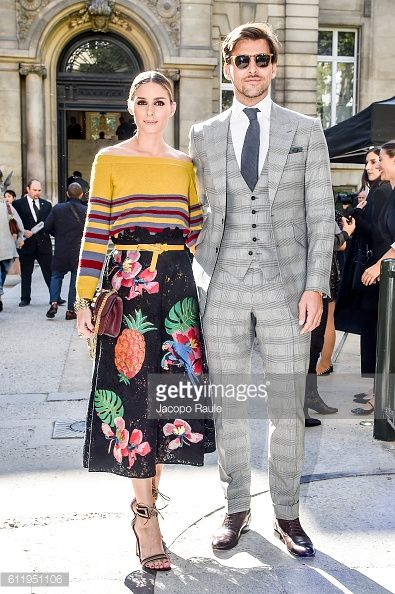 Olivia Palermo and Johannes Huebl are seen arriving at Valentino Fashion show during Paris Fashion Week Spring/Summer 2017 on October 2 2016 in Paris...
