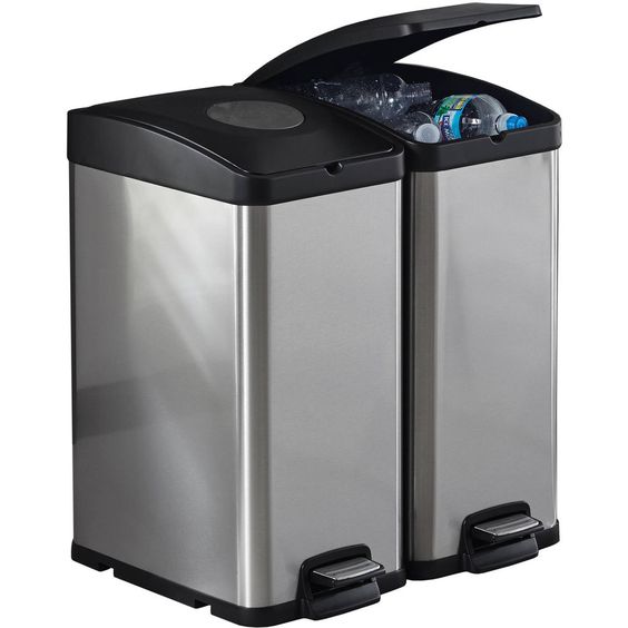 Curver 50 Liter Rectangle Step Trash Can Chrome