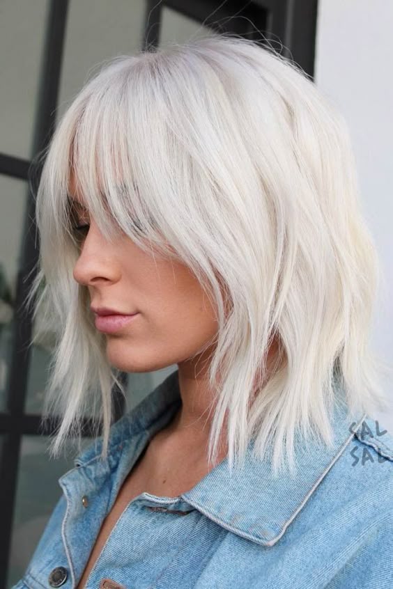 medium length hairstyles with bangs