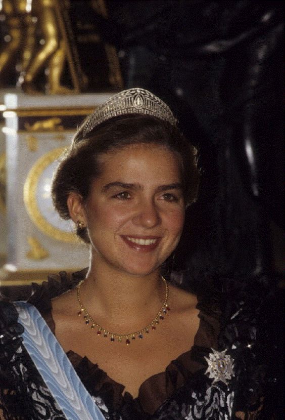 Infanta Cristina of Spain during a visit by Queen Elizabeth II in Madrid on October 18, 1988.